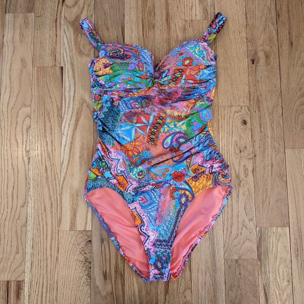 Colorful Paisley One-Piece Swimsuit - Multicolor